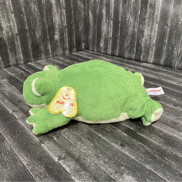 ❌SOLD❌ 🆕 AURORA FLOPPY GREEN FROG STUFFED ANIMAL BEAN BAG LOVEY PLUSH - Picture 4 of 8